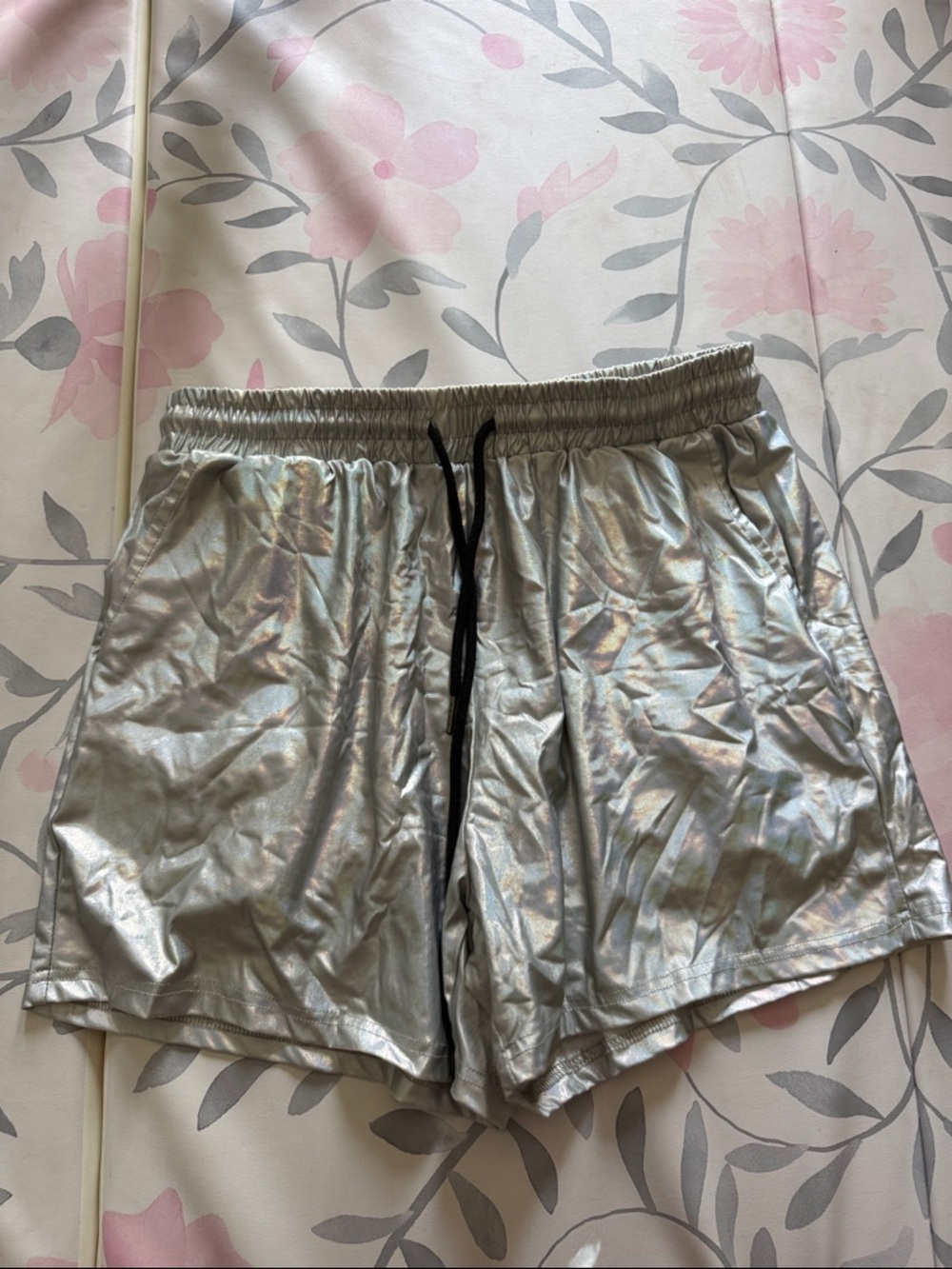 Silver Metallic Men’s Drawstring Shorts